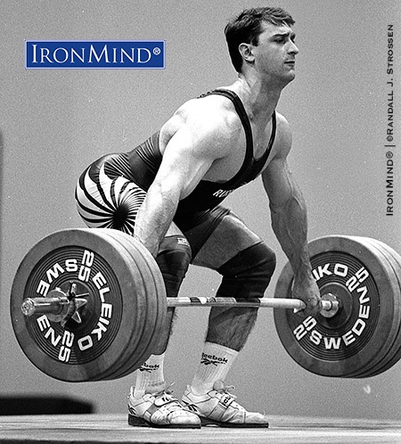 Maxim Agapitov snatching 175 kg on his way to winning the 91-kg class at the 1997 World Weightlifting Championships. Agapitov is the new president of the Russian Weightlifting Federation. IronMind® | ©Randall J. Strossen photo