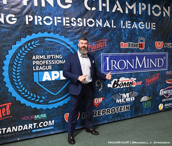 Sergey Badyuk, president of APL Armlifting, has a reason to be proud of the grip strength competitions his organization has presented. IronMind® | ©Randall J. Strossen photo