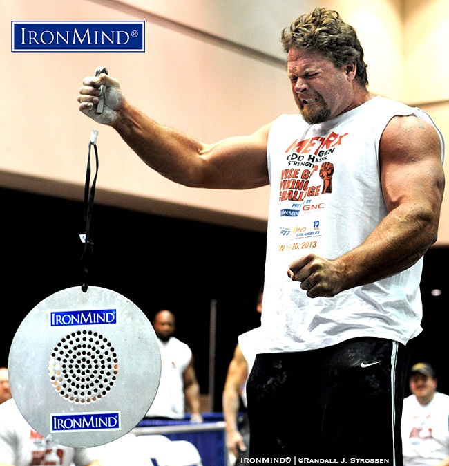Mike Burke, a legend in the grip strength world, has been invited by Team Texas, spearheaded by Tommy Jennings, Jr., to join them for training and competition. Burke told IronMind he’s super busy since retiring from strongman and grip, but who knows because he said he appreciated Tommy’s excitement. IronMind® | ©Randall J. Strossen photo