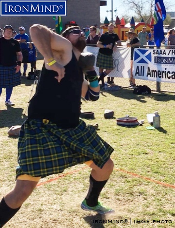 IronMind News by Randall J. Strossen: By virtue of his victory at the Phoenix Highland Games, Sean Burns will be “going through to the finals of the IHGF All American Highland games Championships at the Great Plains Renaissance and Highland Games Festival in September,” IHGF president Francis Brebner said. IronMind® | IHGF photo