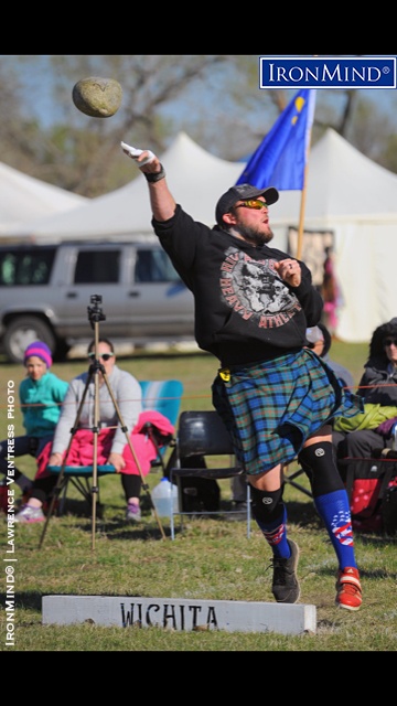 Braemar stone specialist Skylar Arneson dominated the men's Amateur A class at the Great Plains Renaissance Festival Highland Games (Witchita, Kansas), a qualifier in the IHGF All-American Highland Games Championships series. IronMind® | Lawrence Ventress photo