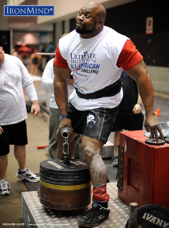 There remains no name so closely linked with top performances on the Rolling Thunder as Mark Felix, a World’s Strongest Man veteran, who will be competing on the Rolling Thunder, CoC Silver Bullet and Apollon’s Axle in a grip strength extravaganza put on by Armlifting USA. IronMind® | Randall J. Strossen photo