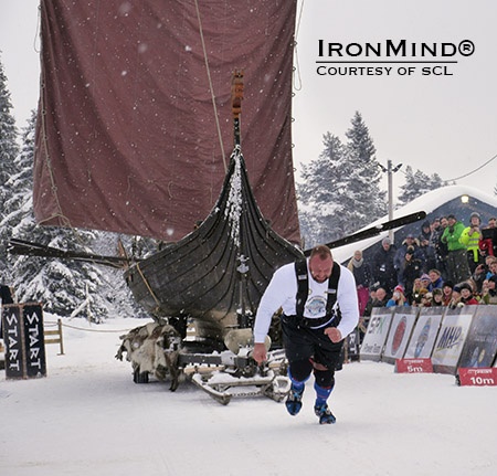 Hafthor Julius Bjornsson on the Viking Boat Pull at SCL Norway. IronMind® | Courtesy of SCL