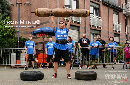 Nicole Geissler, dominates during the German Strongwoman Championship completing 11 reps with the 60kg (132lb) log. IronMind® Aryn Lockhart photo