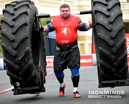 Zydrunas Savickas, widely considered the best strongman of all time, figures prominently in the World’s Strongest Man Group 4 qualifiers—broadcast tonight on CBS Sports.  IronMind® | Randall J. Strossen photo