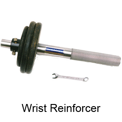 Wrist Reinforcer: Focus solely on the wrist--forearm with the Wrist Reinforcer. Lever it, do hold-outs for time, try circles and figure-eights--and work your wrists and forearms into one very strong and very solid unit.