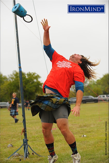 56-lb. weight-for-height ace Colin Dunbar won the finals of 2018 IHGF All-American Championships,  where he broke his own amateur world record with a throw of 18' 6". IronMind® | ©Larry Ventress photo