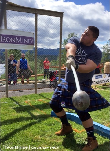 Kyle Lille (USA) was the head of the class in beautiful Fefor, Norway—host of the 2018 IHGF Amateur Highland Games World Championships. IronMind® | IHGF photo 