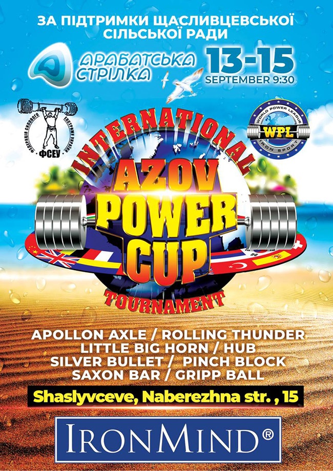 The 2019 Azov Power Cup will feature a grip strength competition that includes such classics as the Apollon’s Axle, Rolling Thunder and CoC (Captains of Crush) Silver Bullet Hold. IronMind® | Courtesy of WPL/Power Extreme - Ukraine
