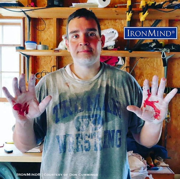 Knowing what he'd be going through did not deter Don Cummings when he decided to square off with the 100 Red Nail Challenge. The IronMind Red Nail is a signature short steel bend known worldwide—bending 100 of these beasts is off the charts. IronMind® | Photo courtesy of Don Cummings