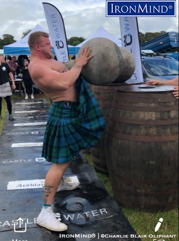 World’s Strongest Man (WSM) competitor Tom Stoltman set a new world record on the Ardblair Stone at the IHGF Stones of Strength, Scottish Nationals Qualifier, held at the Kirriemuir Agricultural Show. IronMind® | Photo courtesy of Charlie Blair Oliphant