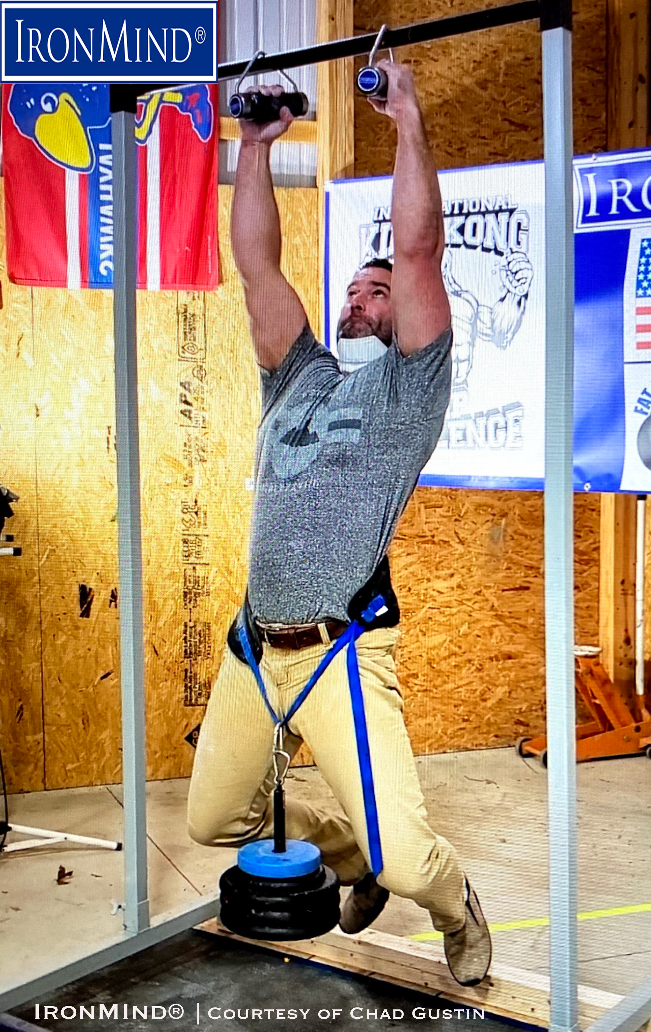 Emergency room medical doctor Chad Gustin has broken the world record for Rolling Thunder Pull-ups with a 166.92 kg (total weight) effort.  IronMind® | Courtest of Chad Gustin