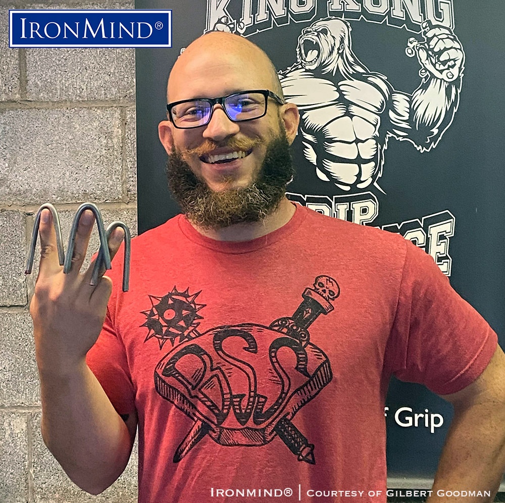 Gil Goodman has a pile of accomplishments in the grip world and now he’s been certified on the IronMind Red Nail. Goodman is 34 years old, 5’ 9” tall and weighs 199 lb. IronMind® | Courtesy of Gil Goodman
