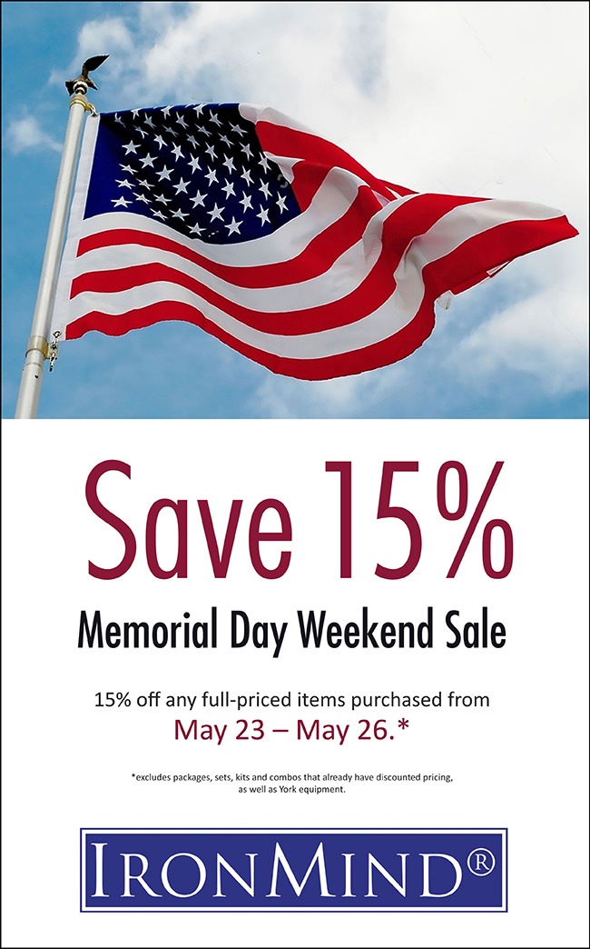 Memorial Day Sale at IronMind: Save 15%*