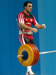 George Asanidze put away this 205-kg clean and jerk, paving the way to the gold medal. IronMind® | Randall J. Strossen, Ph.D. photo.