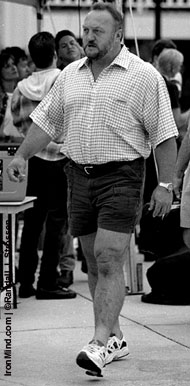 The cock of the walk: Bill Kazmaier at the 1997 US Strongest Man contest (Primm, Nevada). IronMind® | Randall J. Strossen, Ph.D. photo.