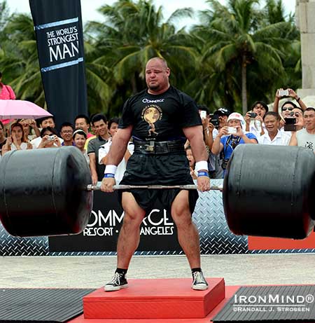 Follow Brian Shaw from start to finish at the 2013 World’s Strongest Man contest when the qualifiers and the final are shown on CBS Sports, starting this Wednesday, October 16.  IronMind® | ©Randall J. Strossen