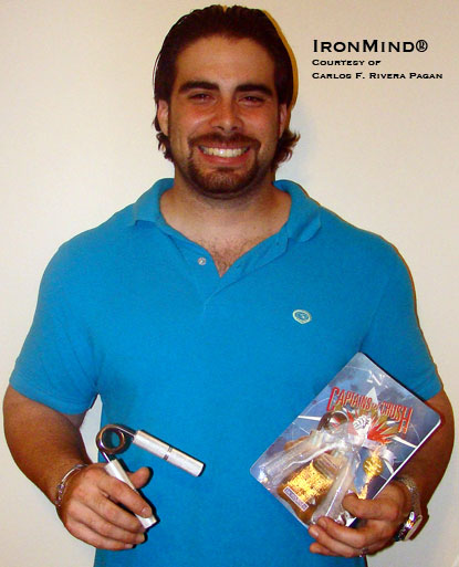Carlos F. Rivera Pagan is now certified on the No. 3 Captains of Crush® (CoC) Gripper, the first Puerto Rican to achieve this world-renowned status and another in the long line of top baseball players who use Captains of Crush® Grippers to improve their game.  IronMind® | Photo courtesy of Carlos F. Rivera Pagan.