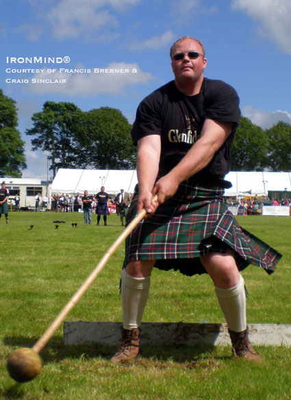 Craig Sinclair on his way to winning the 16-lb. hammer.  IronMind® | Photo courtesy of Francis Brebner and Craig Sinclair.