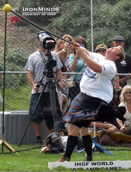 Dan McKim on the Scottish hammer at the 2013 IHGF World Championships, which McKim won.  IronMind® | Courtesy of IHGF