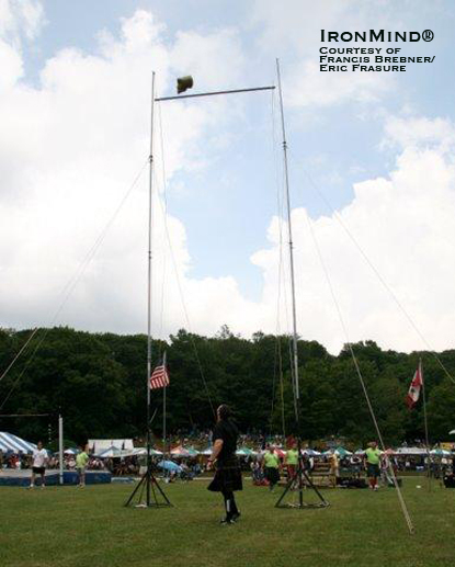 You practically need a telescope to follow Eric Frasure’s world record sheaf toss.  IronMind® | Courtesy of Francis Brebner/Eric Frasure.