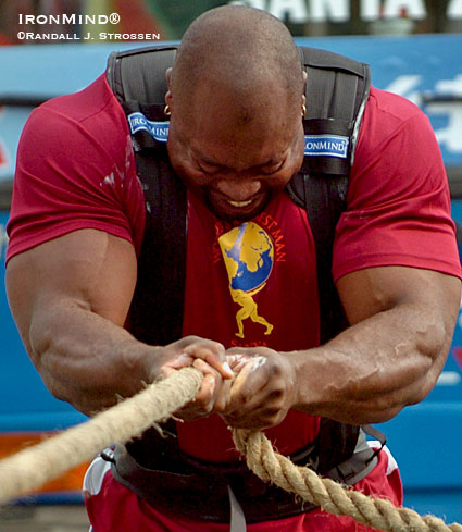 Professional strongman and Rolling Thunder world record holder Mark Felix is just back from Israel, where he did a truck pull.  IronMind® | File photo: ©Randall J. Strossen.