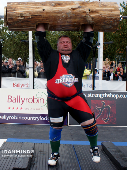 Glenn “Who’s Your Daddy” Ross polishes off the massive Log Lift.  IronMind® | Photo courtesy of Glenn Ross. 