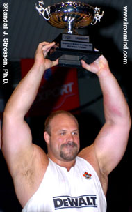 Adding another feather to his cap, Hugo Girard, who is featured in the film Strongman, won the 2004 World Muscle Power Championships (Dolbeau-Mistassini, Quebec). IronMind® | Randall J. Strossen, Ph.D. photo.