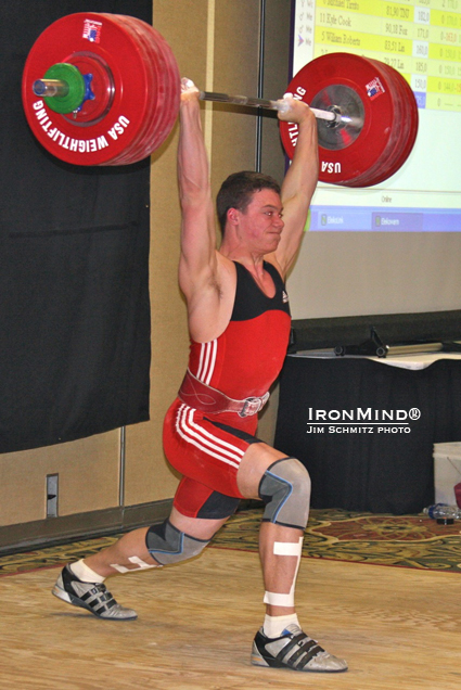 16-year old Ian Wilson extended the Pacific Weightlifting Association tradition of excellence as he became the youngest American to clean and jerk over 400 pounds.  IronMind® | Jim Schmitz photo.