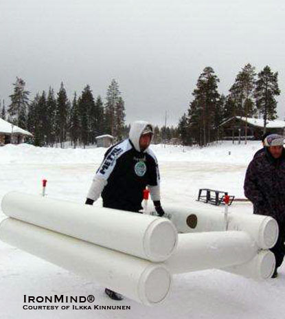 Future Finnish Strongman Arttu Parviainen tests the Frame Walk.  IronMind® | Photo courtesy of Ilkka Kinnunen.