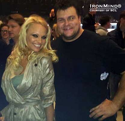 Instead of hanging out with other outsized strongman competitors, Dancing with the Stars on Ice gives Jarno Hams has a chance to rub elbows with Pamela Anderson, for example, instead.  IronMind® | Photo courtesy of SCL.  