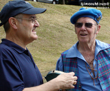 Jean-Louis Coppet (left), president of the French Highland Games Federation, and David Webster (right), president of the International Highland Games Federation, are building on their successes.  IronMind® | Francis Brebner photo.