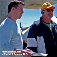 1997 and 1999 World's Strongest Man winner Jouko Ahola (left) and Odd Haugen (right) getting ready to roll at the Muscle Beach WSMSS event last month (Venice, California). IronMind® | Randall J. Strossen, Ph.D. photo.