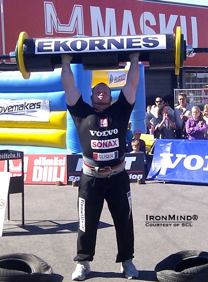 Juha Matti Järvi won the Log Press with 150 kg.  IronMind® | Courtesy of SCL.