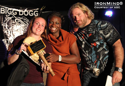 2012 lightweight national champion Kristyn Vytlacil Whisman (left) with Dione Wessels (center) and Mike Johnston (right).  IronMind® | Courtesy of ASC.