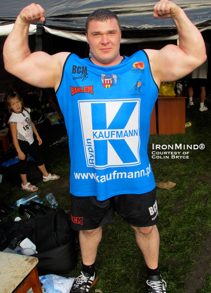 Sure, he’s got big arms, but get this: strongman Vitautas Lalas says he can squat 300 kg x 20 reps, and after watching him win the Giants Live–Poland strongman competition this past weekend, Colin Bryce became a believer.  IronMind® | Photo courtesy of Colin Bryce.