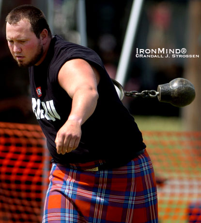 Larry Brock once again proved he’s one of the world’s best Highland Games athletes, as he won the 2010 Sacramento Valley Highland Games.  IronMind® | Randall J. Strossen photo (from the 2007 Sacramento Valley Highland Games).