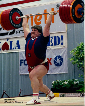 Leonid Taranenko sticks 255 kg at the 1990 World Weightlifting Championships. IronMind® | Randall J. Strossen, Ph.D. photo.