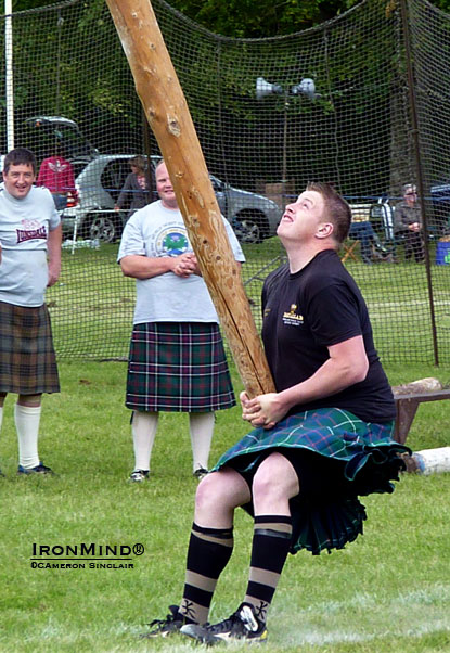 Young Lorne Colthart won the 2011 Scottish Caber Tossing Championships.  IronMind® | Cameron Sinclair photo.