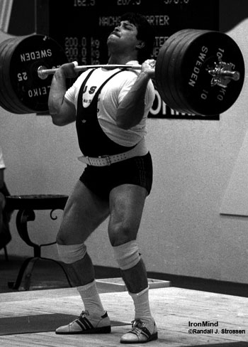 Shown lifting at the 1991 World Weightlifting Championships, Mario Martinez (USA) won the Golden West and also got a silver medal at the Olympics . . . Who will be the next? IronMind® | Randall J. Strossen, Ph.D. photo.