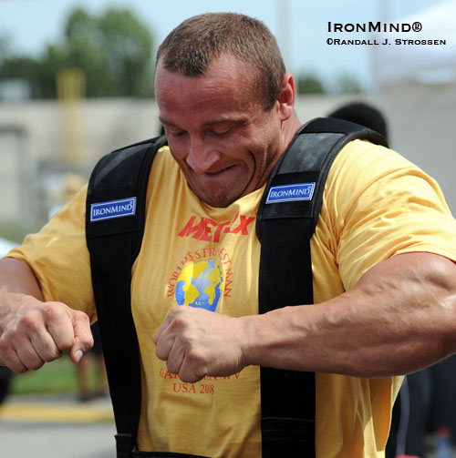 Is Mariusz Pudzianowski looking for new worlds to conquer?  Is MMA next for the five-time World’s Strongest Man winner?  IronMind® | Randall J. Strossen photo.