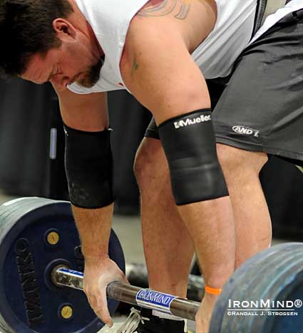 When 2012 America's Strongest Man winner Mike Burke latches onto the IronMind Apollon’s Axle at the LA FitExpo, expect to see a huge result—he is considered to be a favorite to break the current world record.  IronMind® | Randall J. Strossen photo.