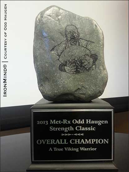Who’s the baddest dude, overall, from the strongman, grip and strongman combat contests at the LA FitExpo this weekend?  This is the special trophy he’ll win, along with a pocketful of cash.  IronMind® | Image courtesy of Odd Haugen.