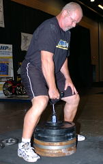 Odd Haugen, who defended his US National Rolling Thunder title, takes a shot at 260 pounds. IronMind® | Randall J. Strossen, Ph.D. photo.