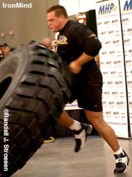 On his way to victory and a pro card at the 2004 NAS Championships - this was just the beginning for Travis Ortmayer, who rolled to the overall win at the FitExpo and showed that he's the new top dog in stone loading. IronMind® | Randall J. Strossen photo.