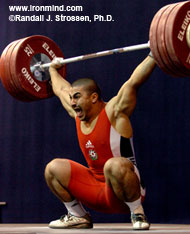 Nuzami Pashayev sticks this 185-kg snatch, on his way to winning the 94-kg category at the World Weightlifting Championships. IronMind® | Randall J. Strossen, Ph.D. photo.