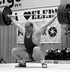 Asked about his favorite lift from his own competitive career, this is the first one Paul Fleschler named, and for good reason: Lifting in the 100-kg class, Paul hit this PR 152.5-kg snatch at his first World Weightlifting Championships, in 1990 (Budapest, Hungary). IronMind® | Randall J. Strossen, Ph.D. photo.