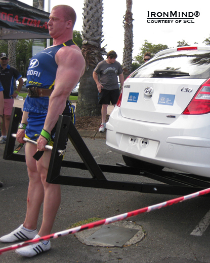 Sam Pennell on the Hyundai Car Deadlift.  IronMind® | Courtesy of SCL.