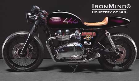 This commemorative motorcycle, along with some cash, will the prize at Friday’s “Brutal Edition” SCL competition at the Arnold–Brazil.  IronMind® | Image courtesy of SCL