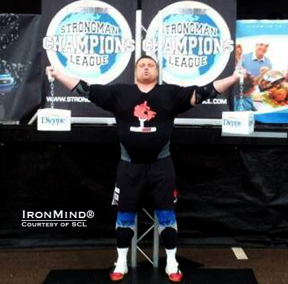 Zydrunas Savickas put his shoulders to work on the Crucifix at SCL Canada.  IronMind® | Courtesy of SCL.
